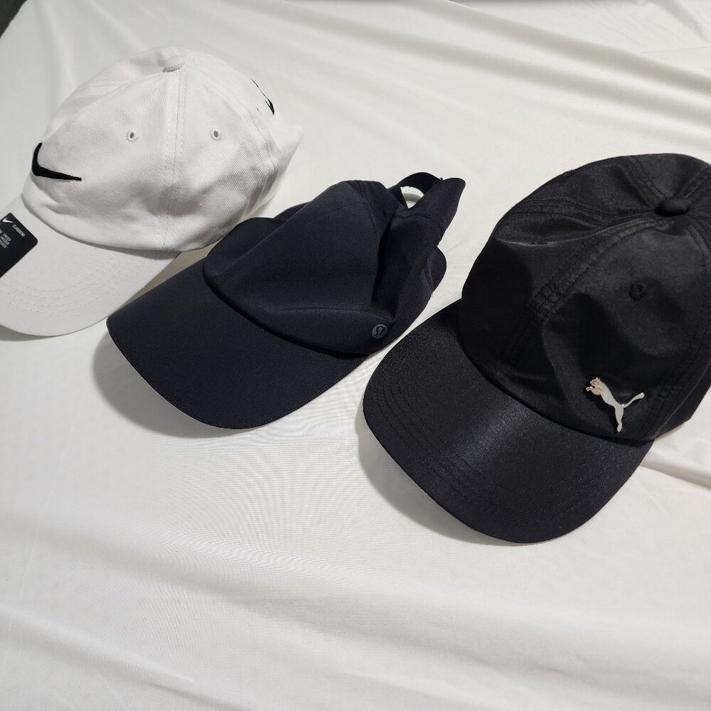 Lot Of 3 Women's Lululemon Nike Puma Sport Athletic Hats Cap Assorted New/Used